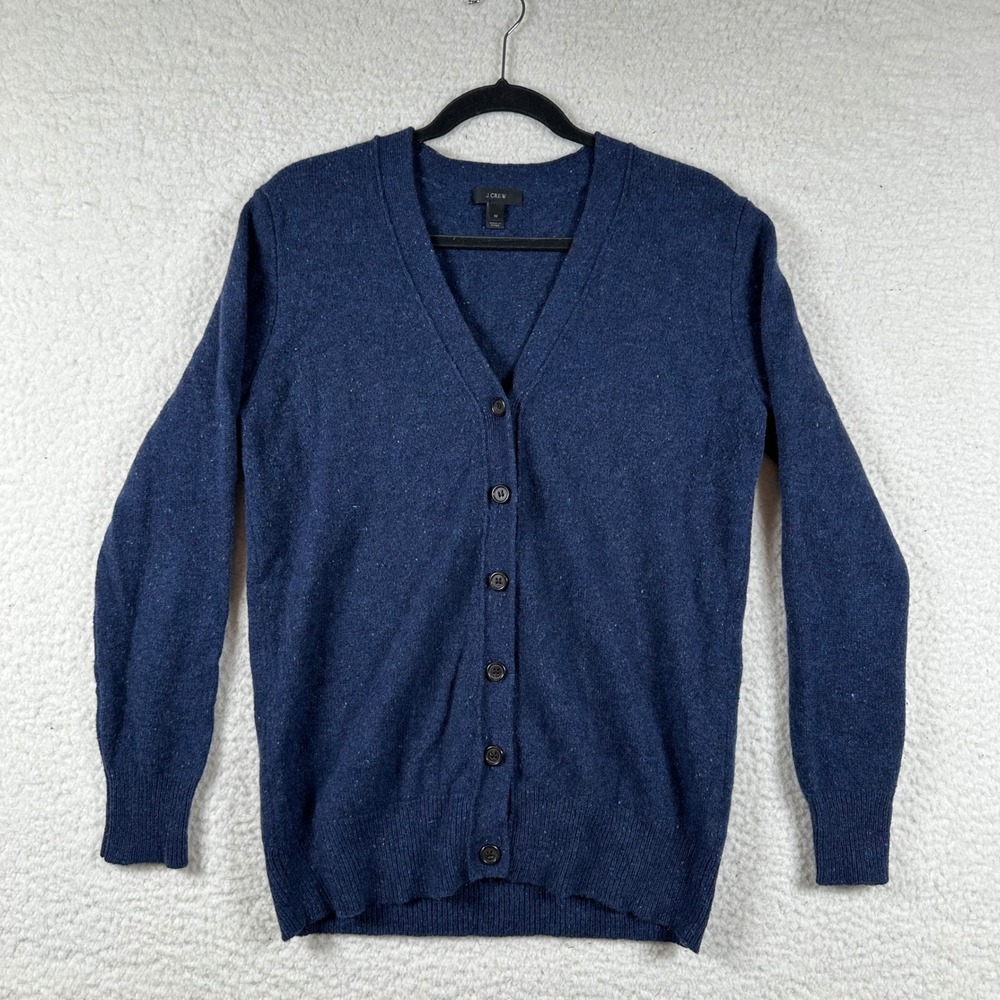 J.Crew Cardigan Sweater Mens Merino Wool V-Neck Button M Blue Academia Preppy